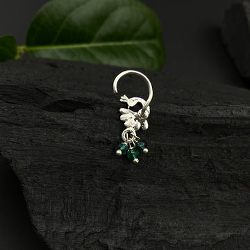 Green Peacock Nose Pin